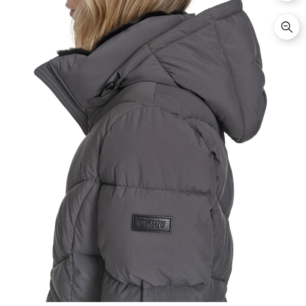 NWT - DKNY Women's Long Gray Puffer Jacket Size M - Picture 6 of 15
